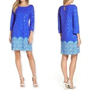 Lilly Pulitzer Day Blue Grotto Beach Keyhole Shift Dress Size M
